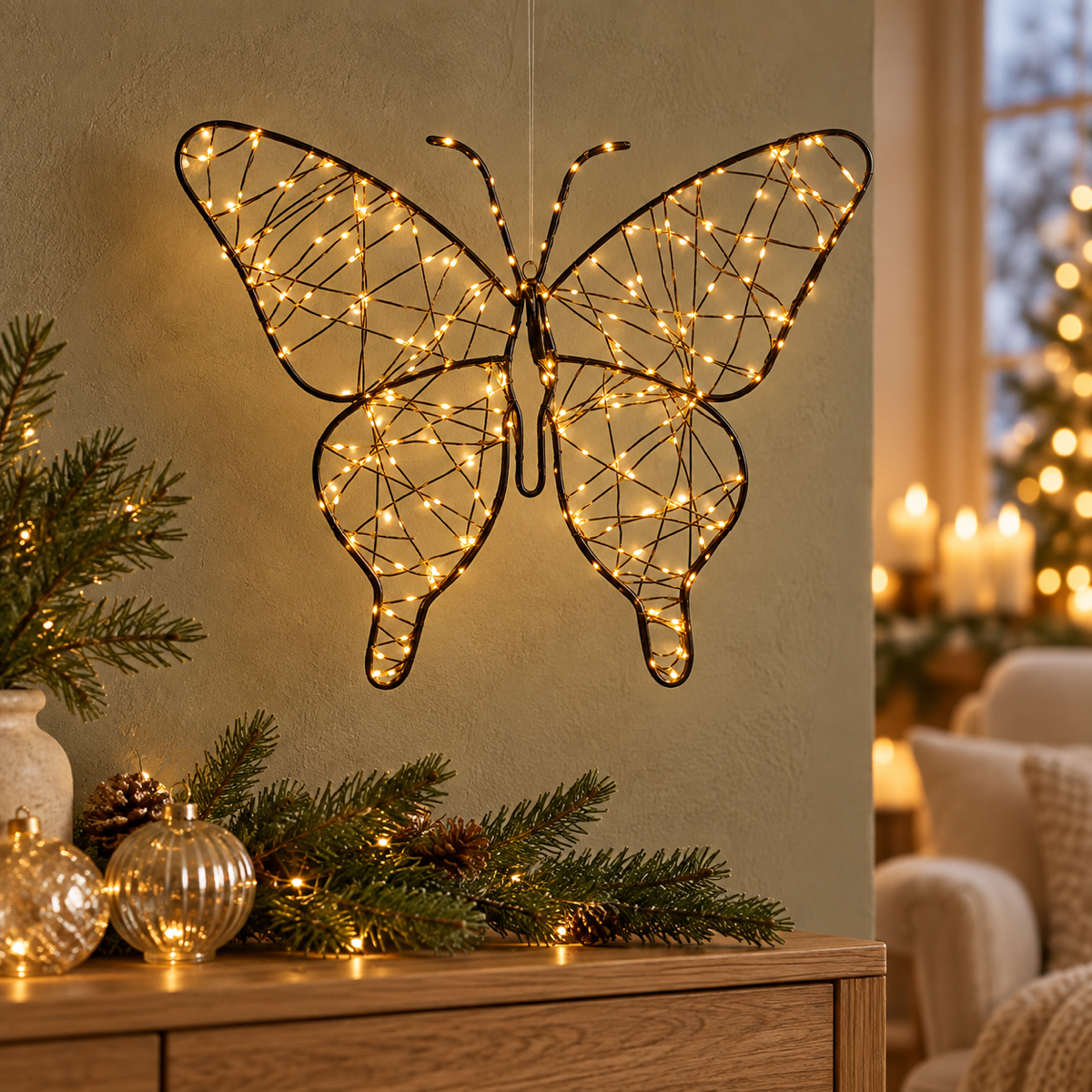 Anna's Collection Verlicht Kerstfiguur Vlinder Klassiek Warm 32 cm