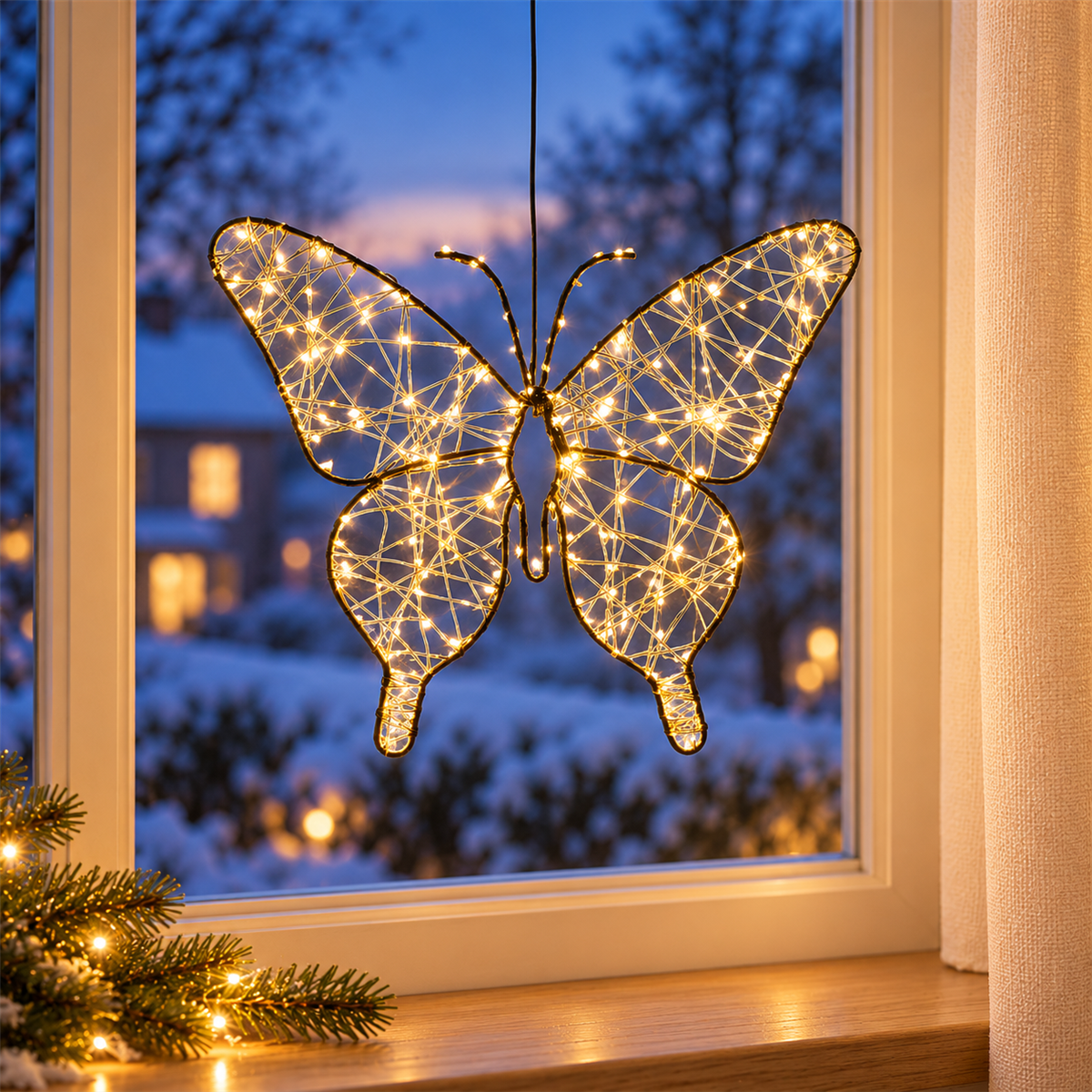 Anna's Collection Verlicht Kerstfiguur Vlinder Flash Zwart Warm Wit/Klassiek Warm 400 Lampjes 40 x 32 x 3 cm