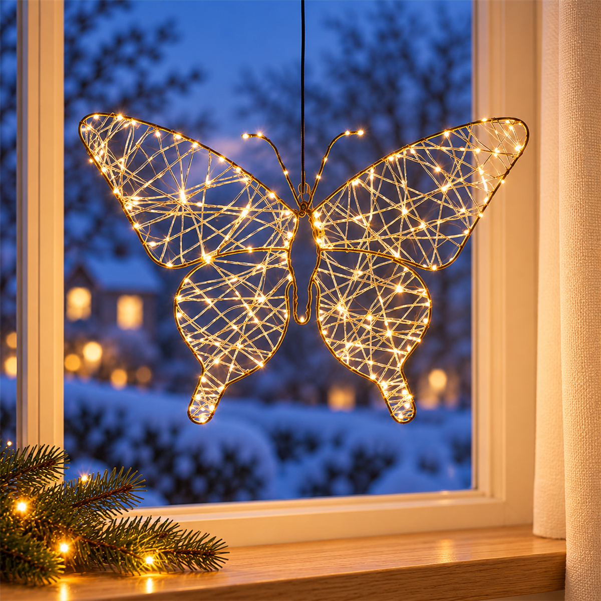 Anna's Collection Verlicht Kerstfiguur Vlinder Flash Zwart Warm Wit/Klassiek Warm 600 Lampjes 58 x 43 x 5 cm