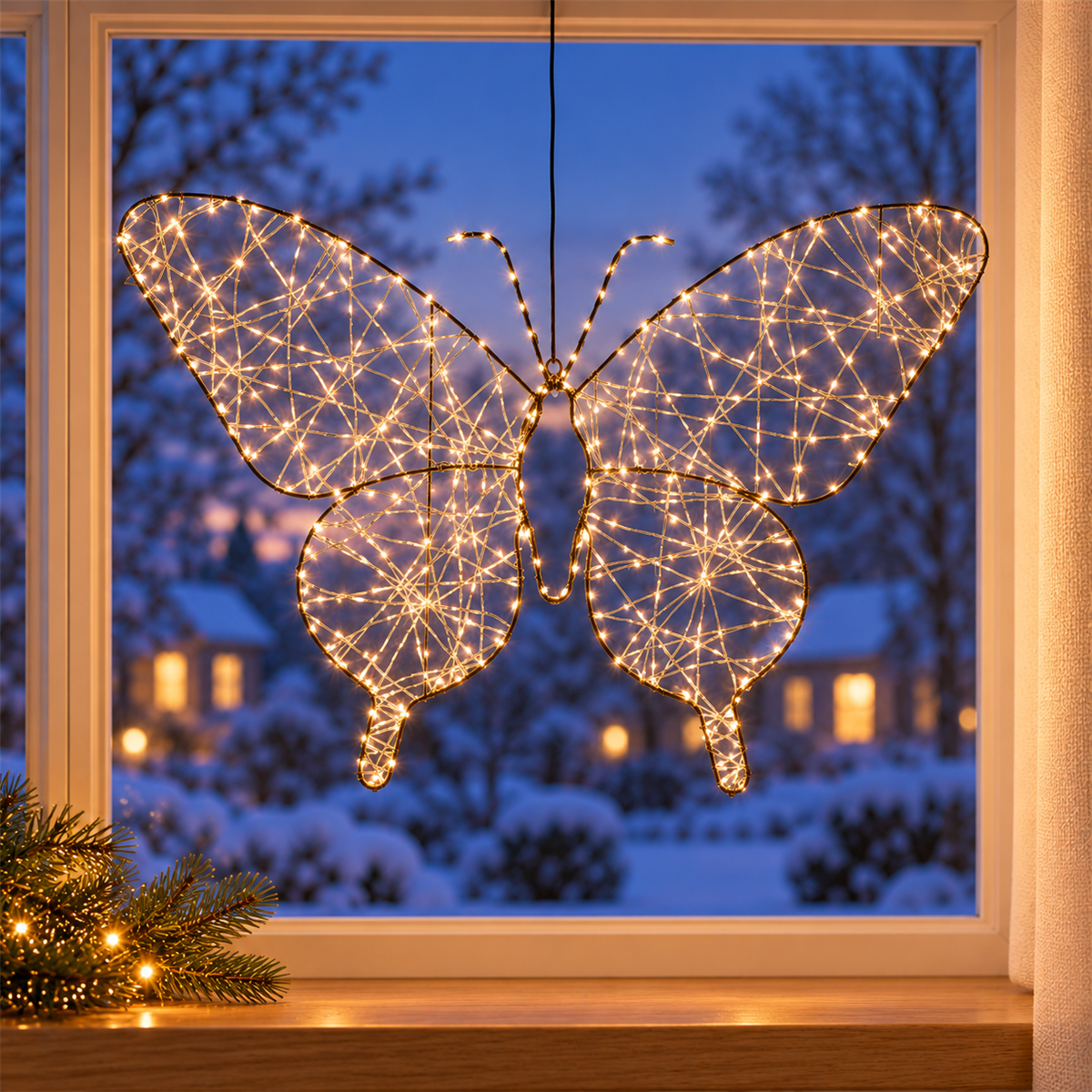 Anna's Collection Verlicht Kerstfiguur Vlinder Flash Zwart Warm Wit/Klassiek Warm 800 Lampjes 78 x 53 x 7 cm