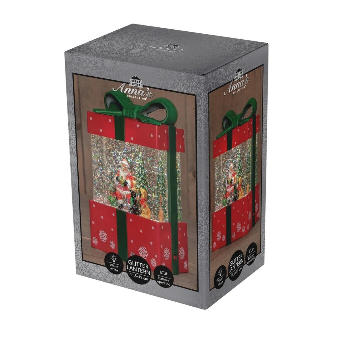 Anna's Collection Verlicht Kerstfiguur Geschenk Kerstman Warm Wit 11.5 x 19 cm