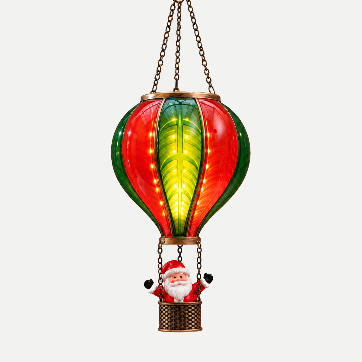 Anna's Collection Verlicht Kerstfiguur Luchtballon Wit/Rood Warm Wit 24 Lampjes 62 x 20 cm