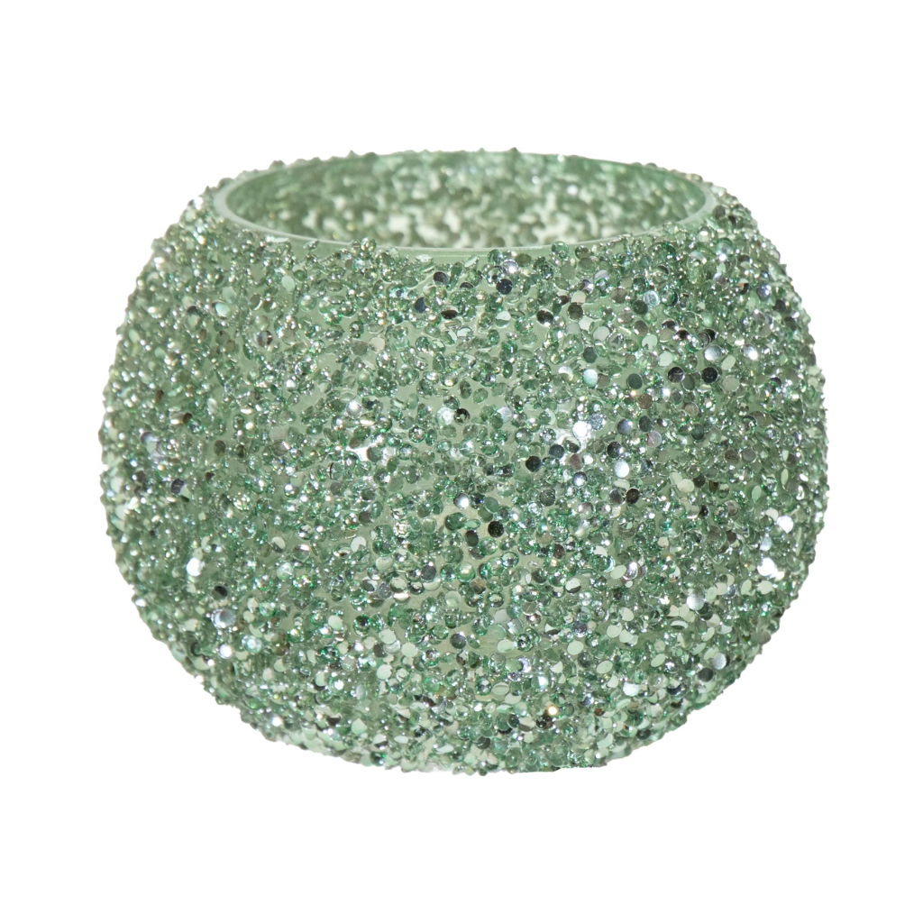 Theelichthouder Strass Bowl Groen 13.5 x 10 cm