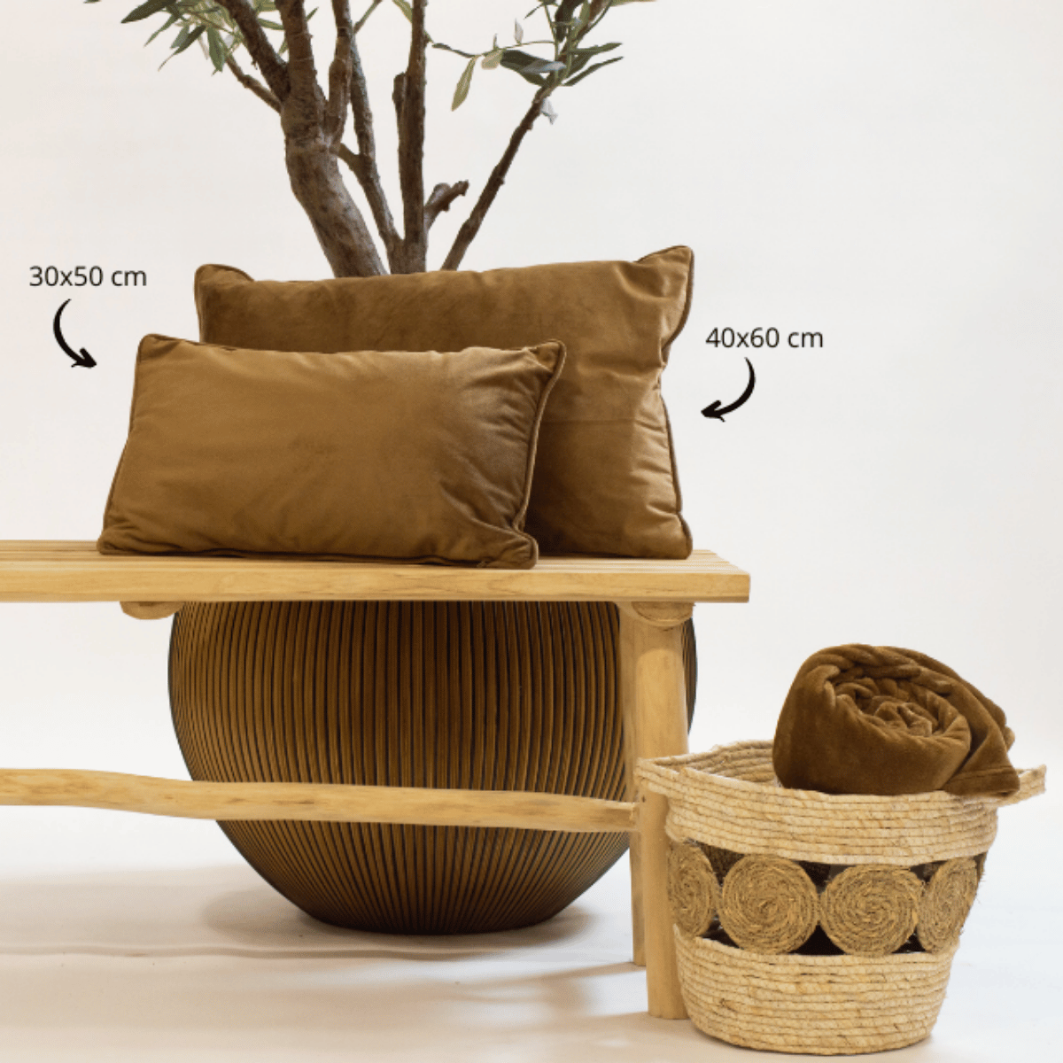 Dutch Decor Sierkussen Finn tobacco brown 30 x 50 cm