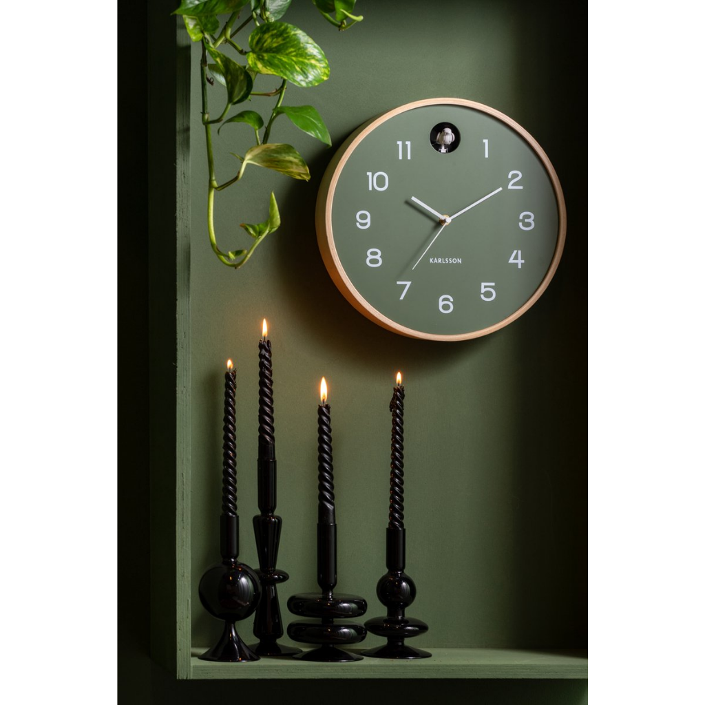 Karlsson wandklok Modern Cuckoo groen 41 x 21,5 x 8,5 cm kopen