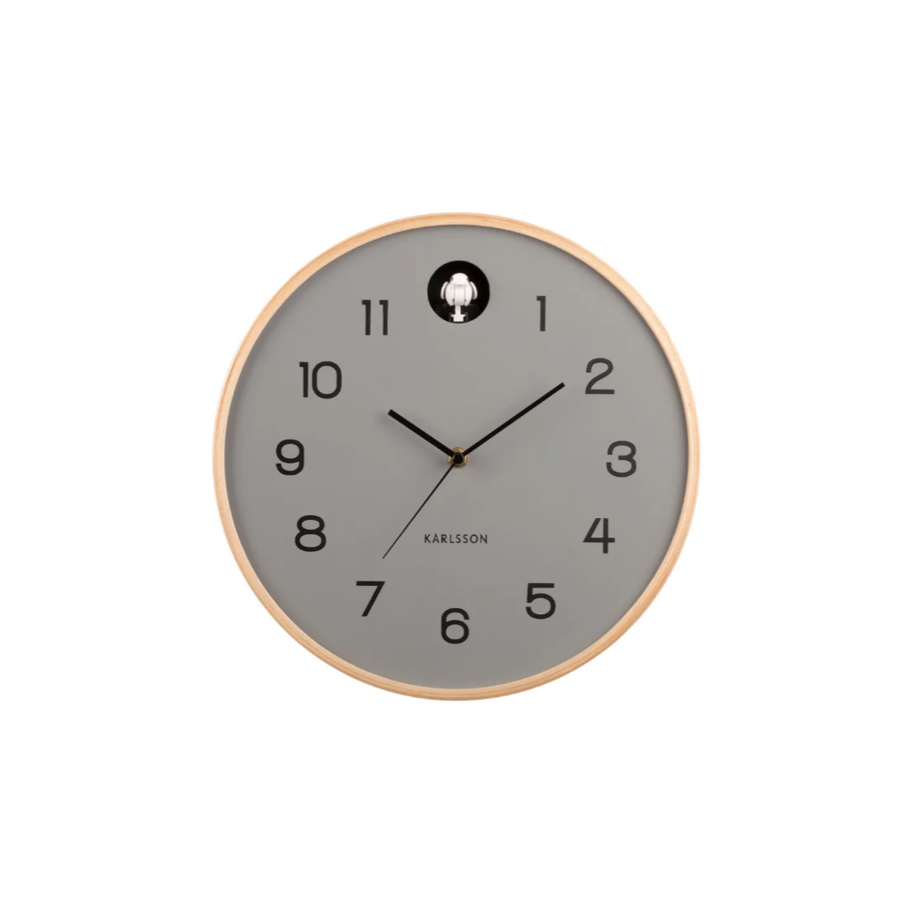 Karlsson Wandklok Naturel Koekoeksklok Hout Grijs