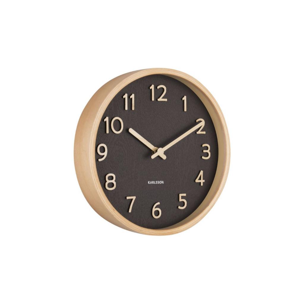 Karlsson Wandklok Pure Small Wood Grain Zwart