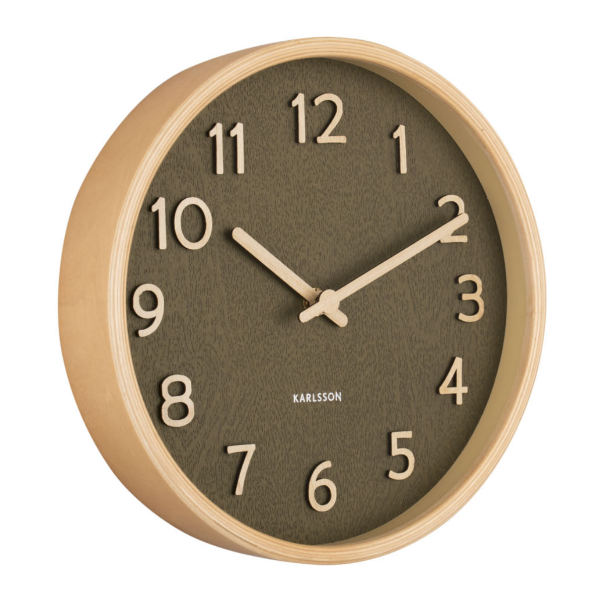 Karlsson Wandklok Pure Hout Mosgroen Smal 22 x 4.5 cm