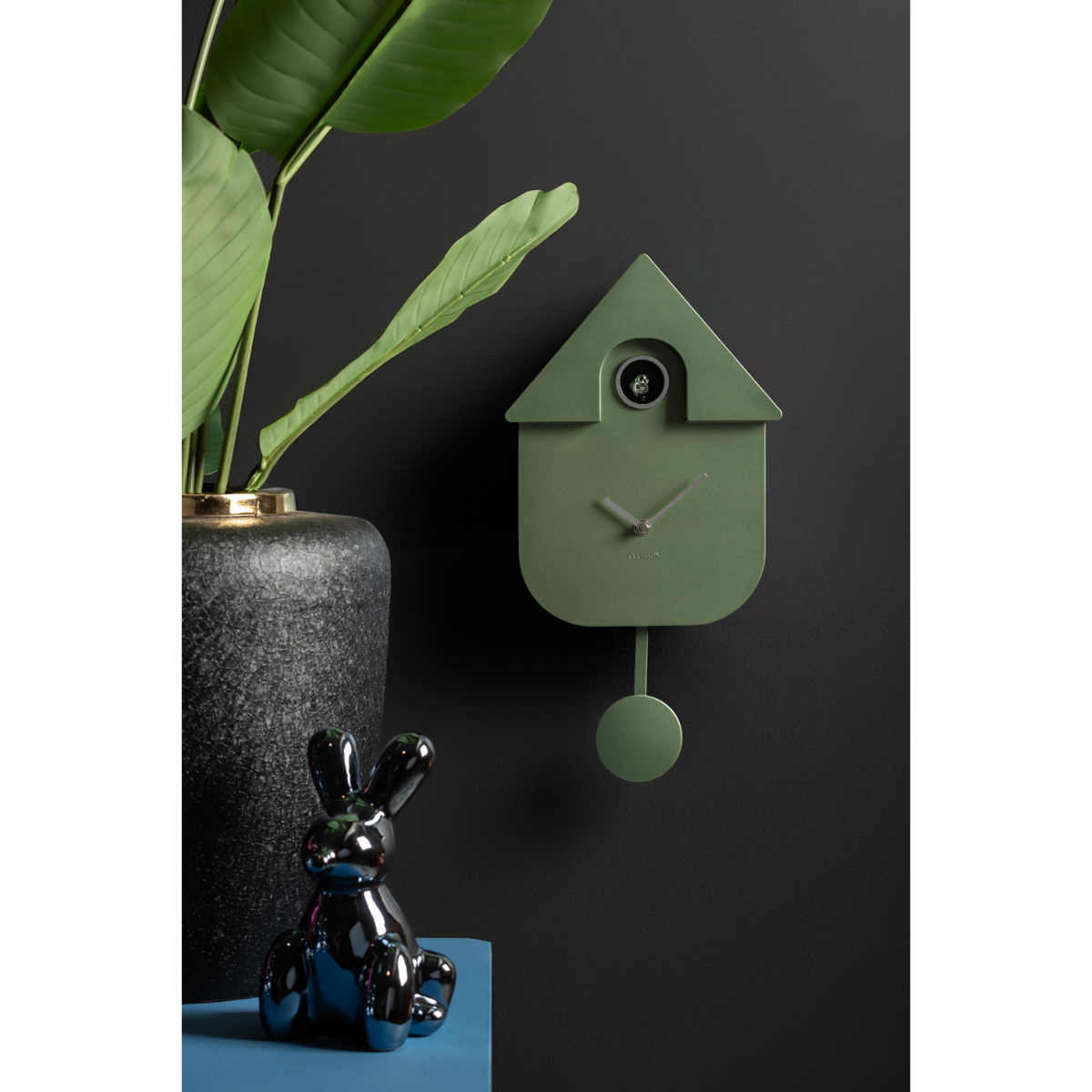 Karlsson Wandklok Modern Koekoeksklok Metallic Jungle Groen 8.5 x 21.5 x 41 cm