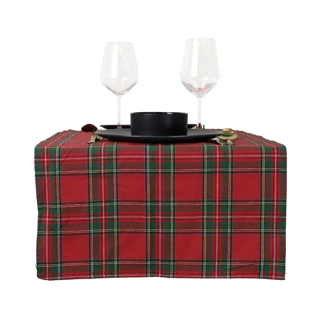 Unique Living Tafelloper Xmas tartan rood 45 x 150 cm