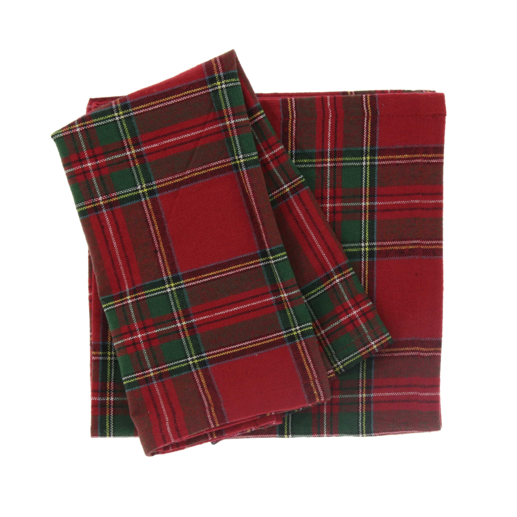 Unique Living Servet Xmas tartan rood 4 stuks 40 x 40 cm