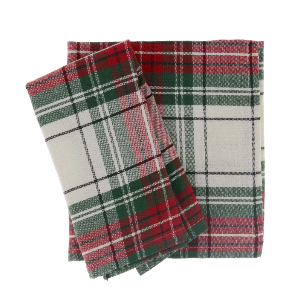 Unique Living Servet Xmas tartan wit 4 stuks 40 x 40 cm