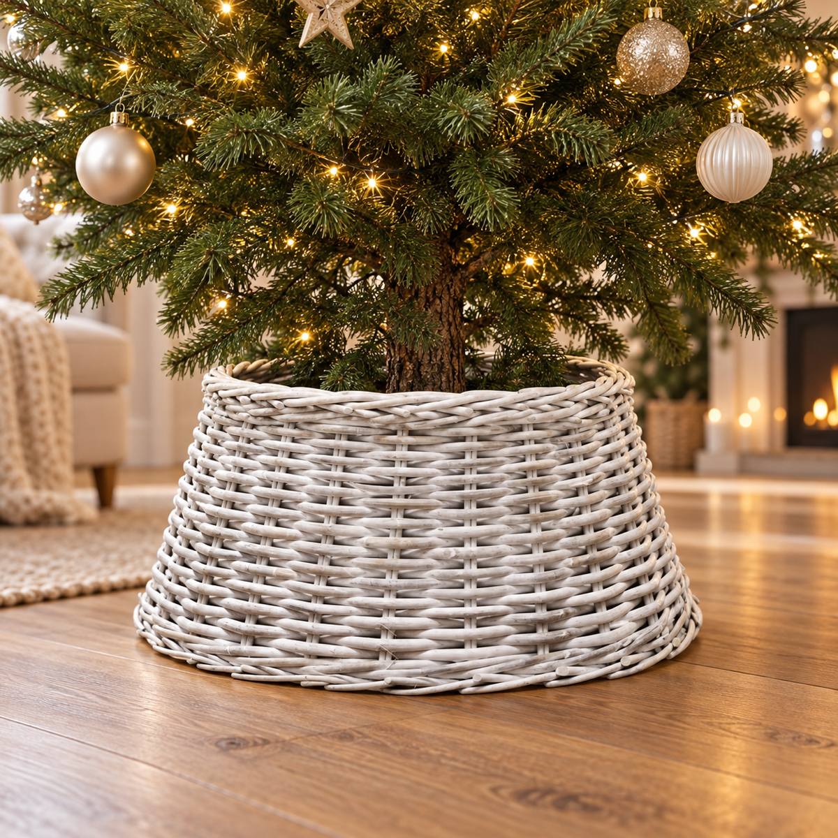 Van der Leeden Kerstboommand Rotan Wit 60 x 26 cm
