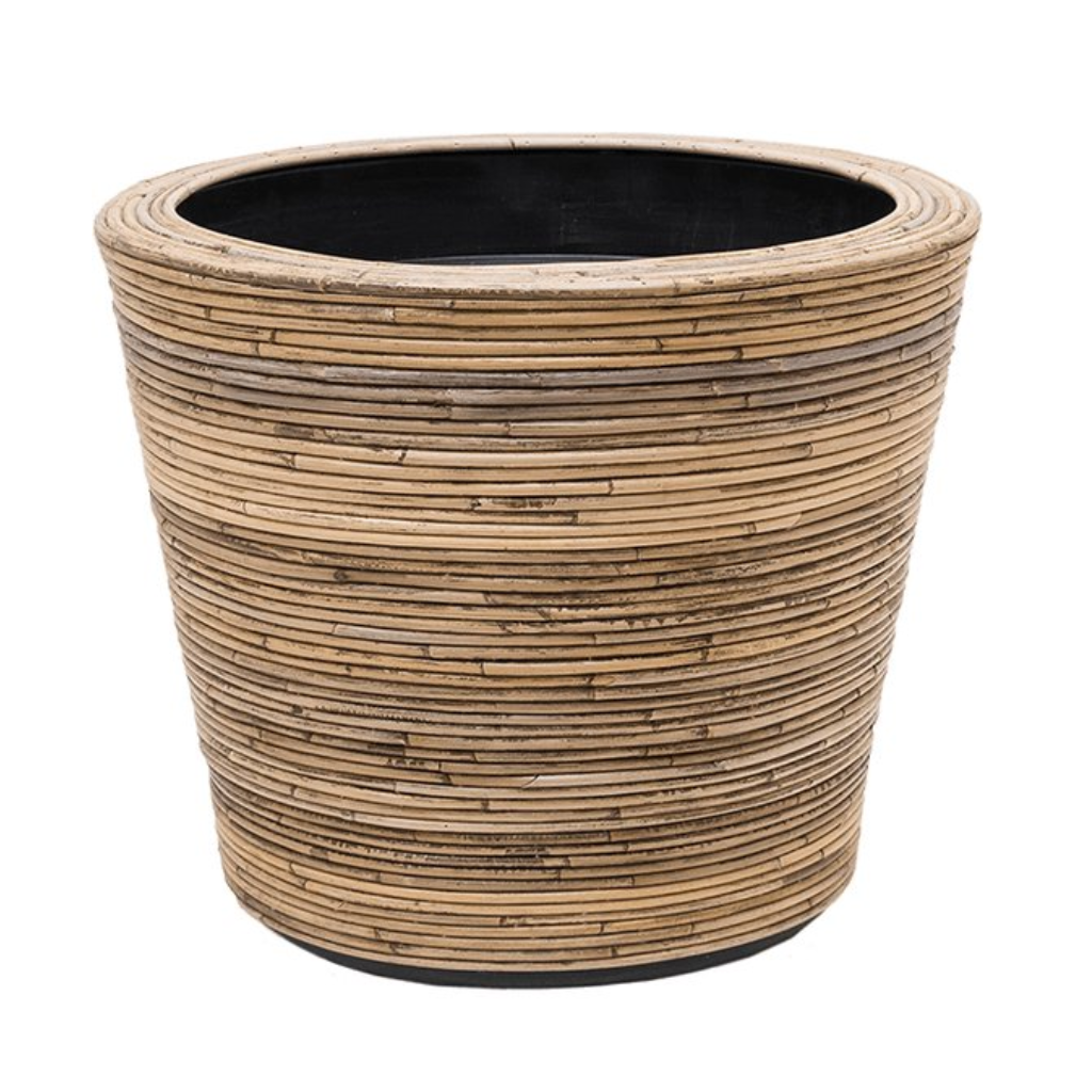 Van der Leeden Drypot Rotan Streep Grijs 42x39