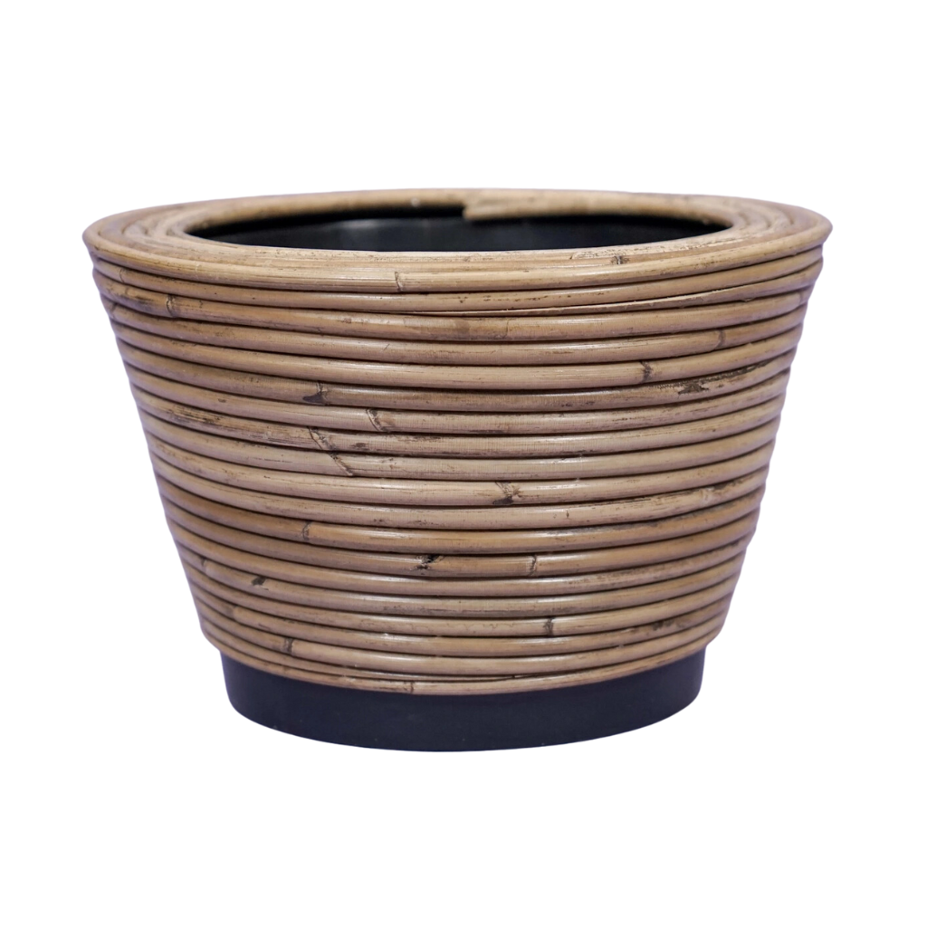 Van der Leeden Drypot Rotan Streep Grijs 27x20