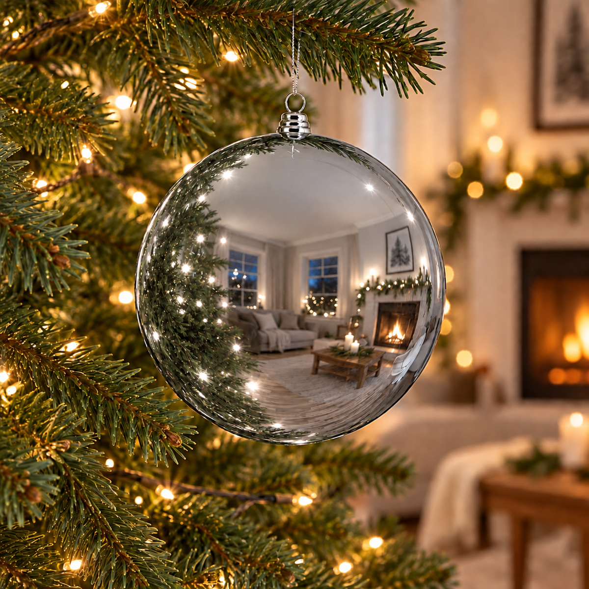 Decoris Kerstbal Kunststof Glanzend Zilver 14 cm