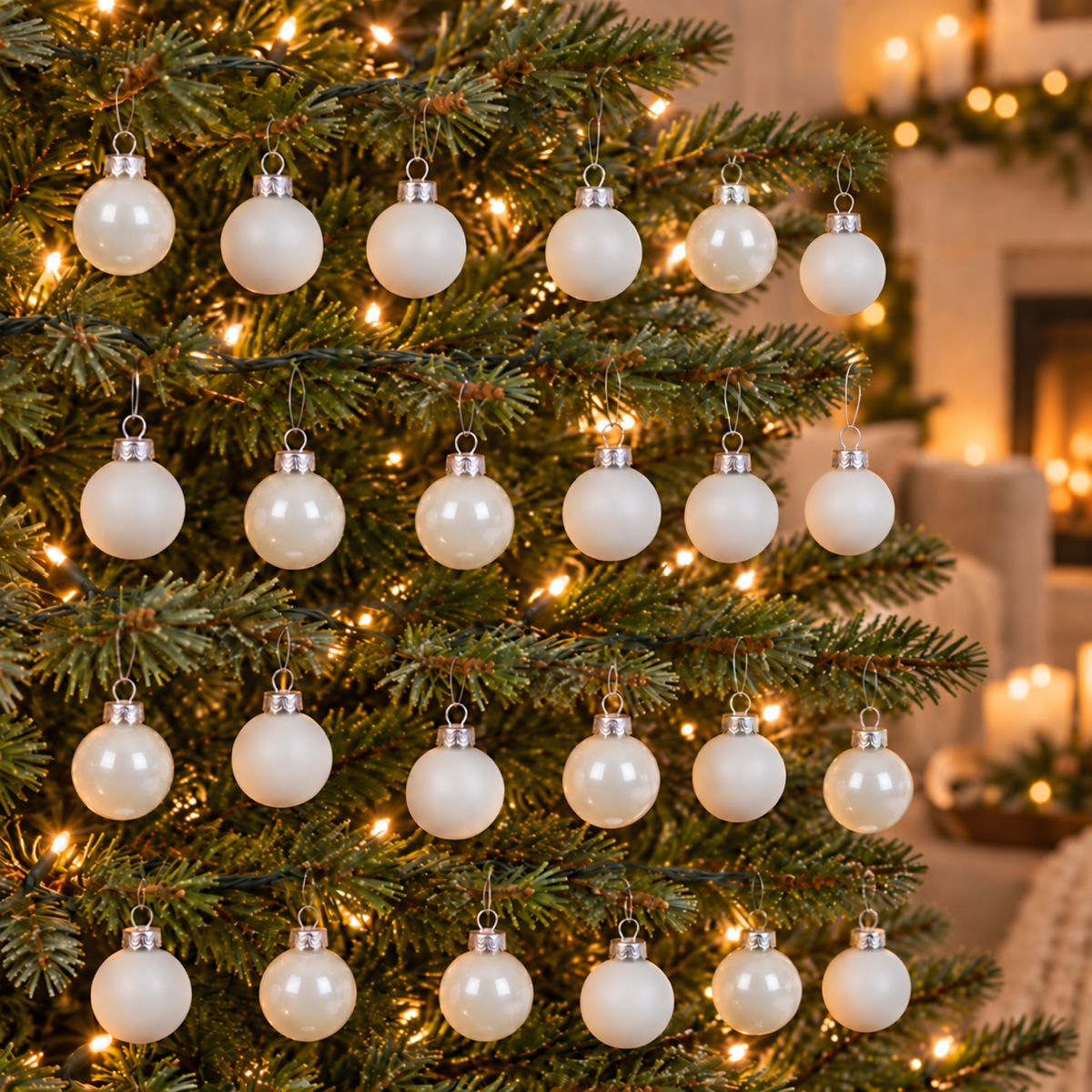 Decoris Kerstbal Glas Wit 24 stuks 25 cm