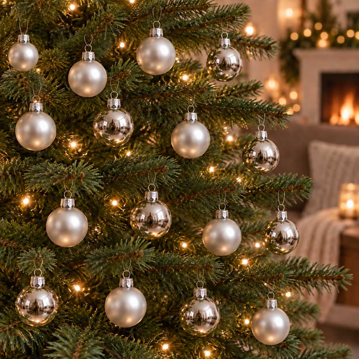 Decoris Kerstballen Glas Zilver Ø 3.5 cm 16 Stuks