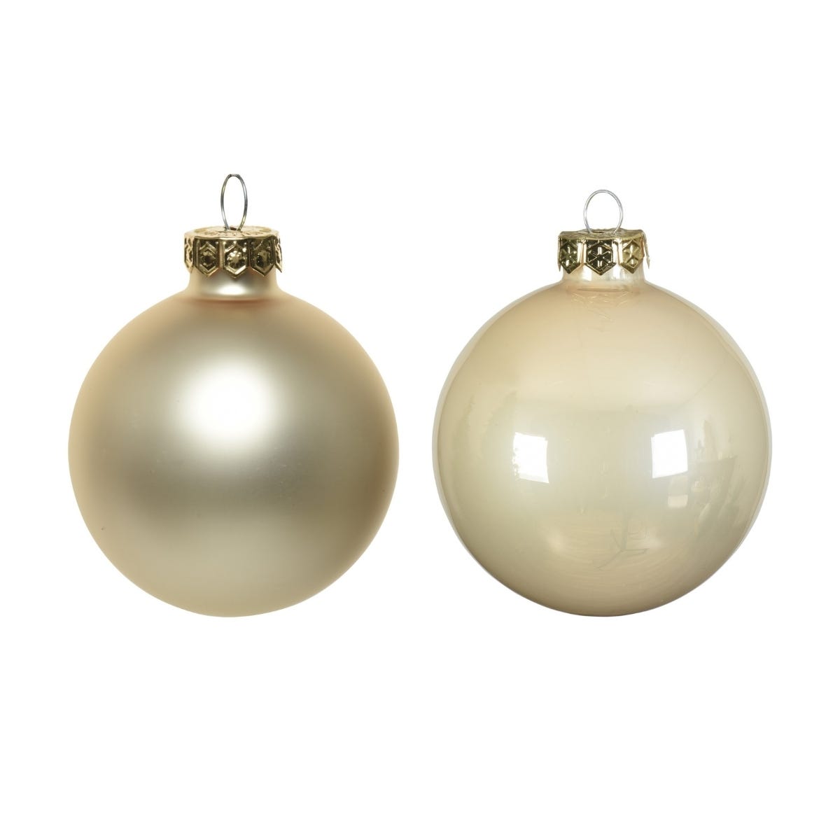 Decoris Kerstballen Glas Beige Ø 6 cm 10 Stuks