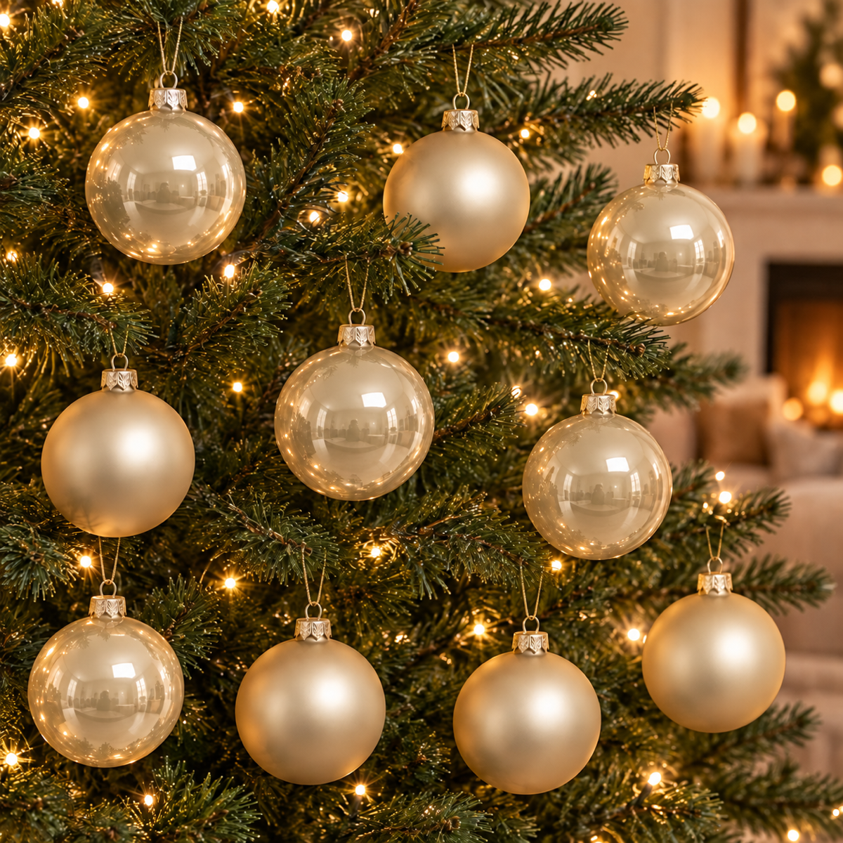 Decoris Kerstballen Glas Beige Ø 6 cm 10 Stuks