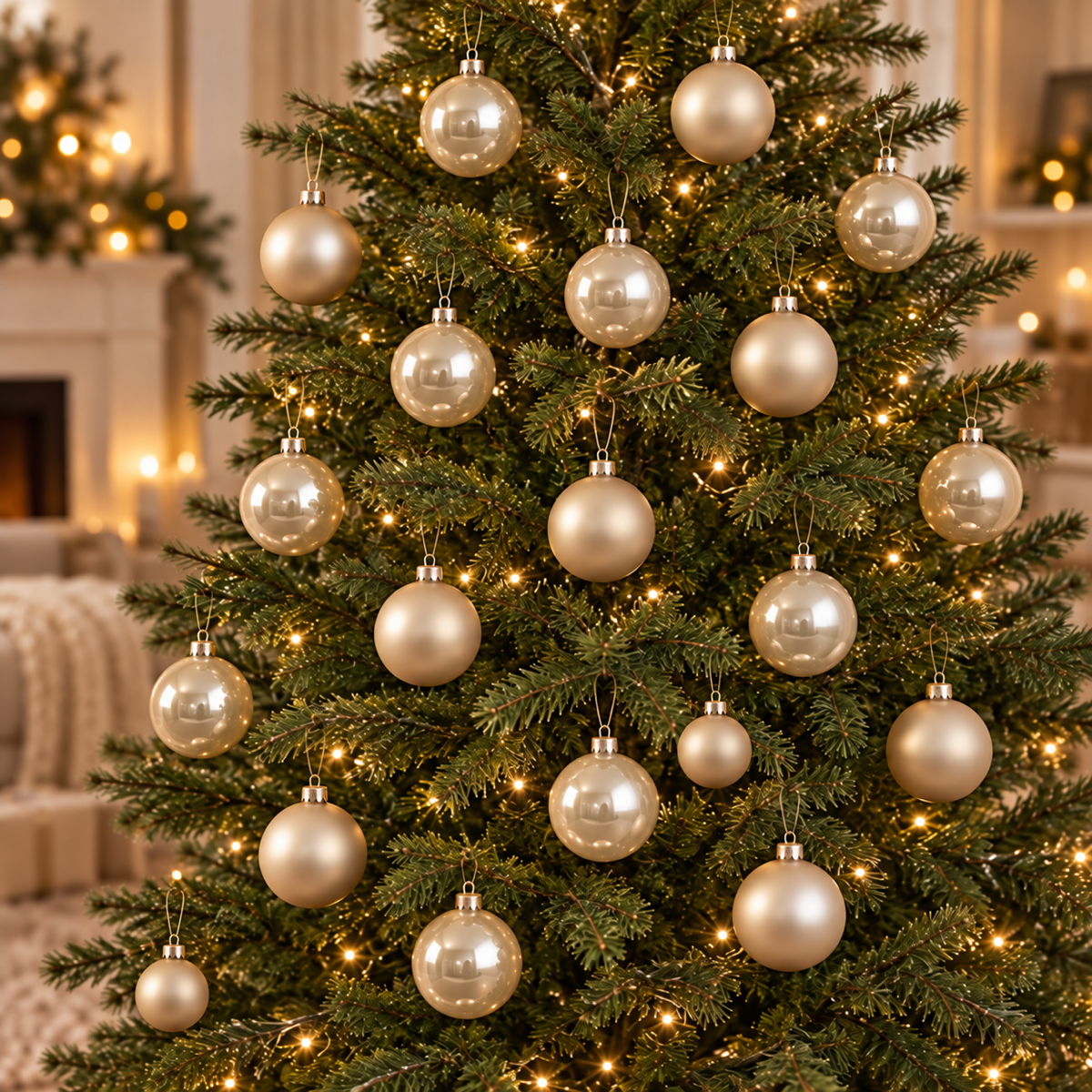 Decoris Kerstballen Glas Beige Ø 6 cm 20 Stuks