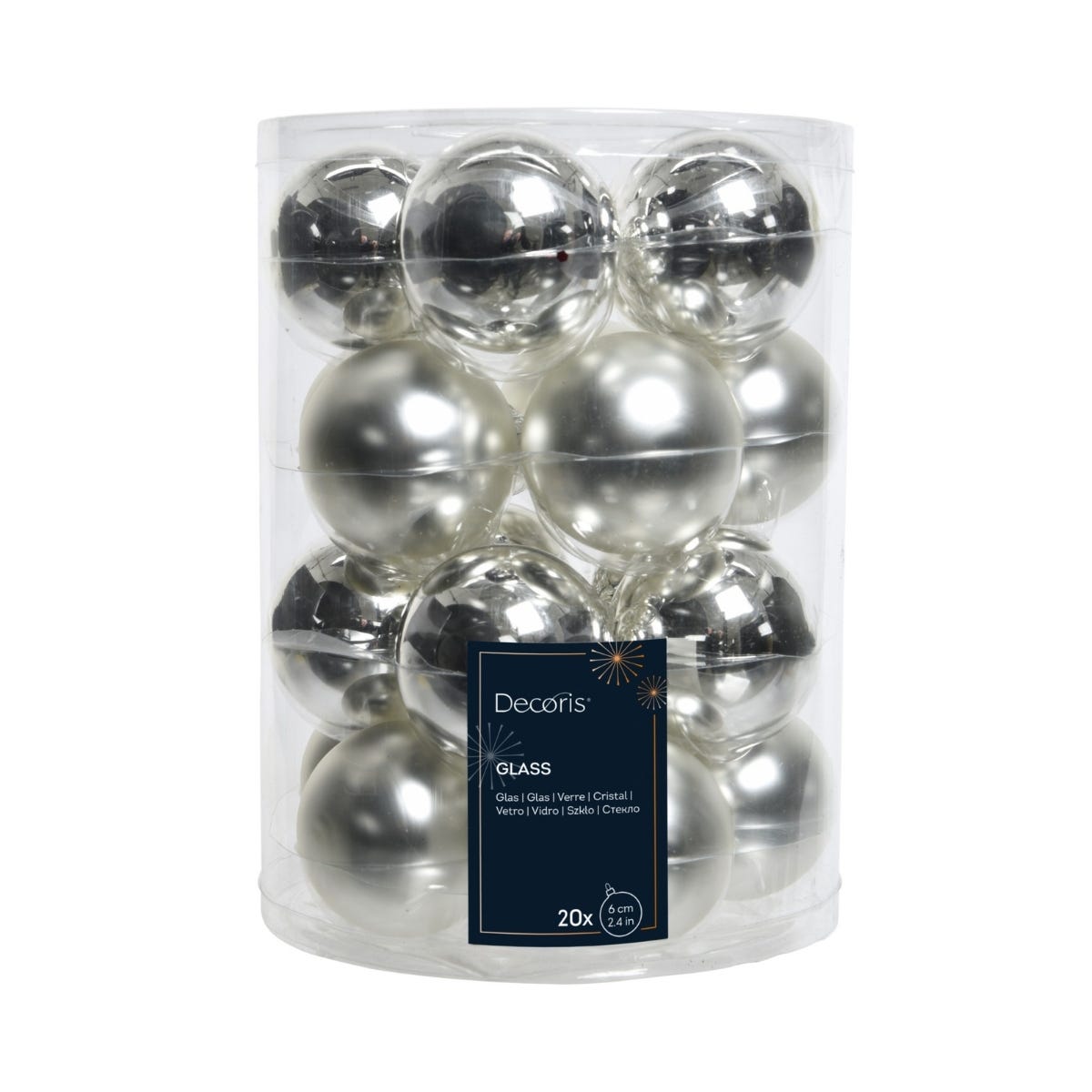 Decoris Kerstballen Glas Zilver Ø 6 cm 20 Stuks