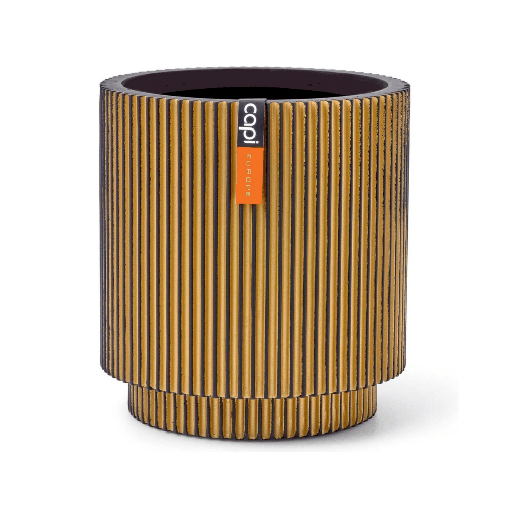 Capi Europe Vaas cilinder Groove zwart goud 19 x 19 x 21 cm