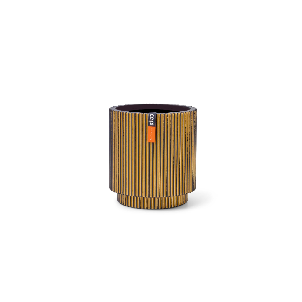 Capi Europe Vaas cilinder Groove zwart goud 23 x 23 x 25 cm