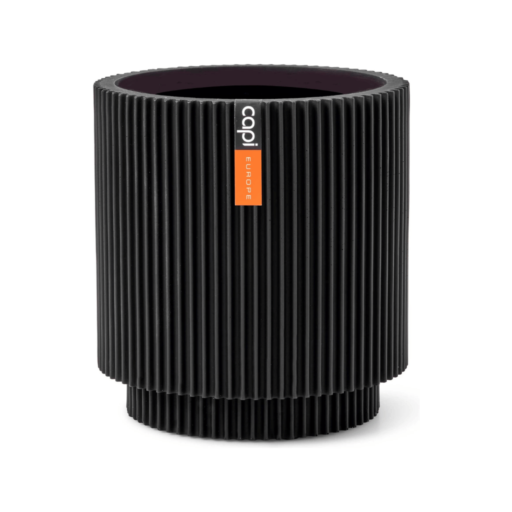 Capi Europe Vaas cilinder Groove zwart 15 x 15 x 17 cm
