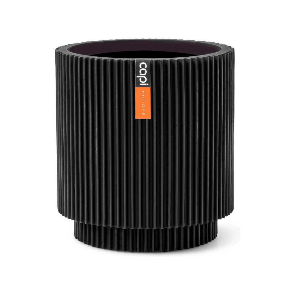 Capi Europe Vaas cilinder Groove zwart 19 x 19 x 21 cm