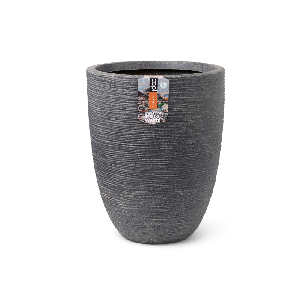 Capi Europe Vaas elegant laag Waste Rib NL terrazzo grijs