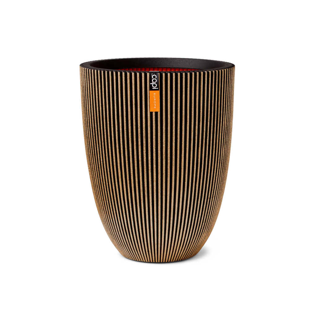 Capi Europe Vaas elegant laag Groove NL zwart goud