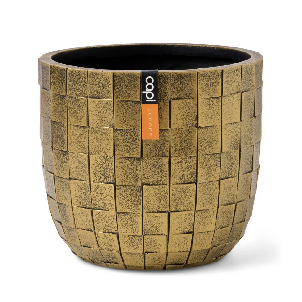 Capi Europe Bloempot Blocks Zwart Goud 17 x 15 cm