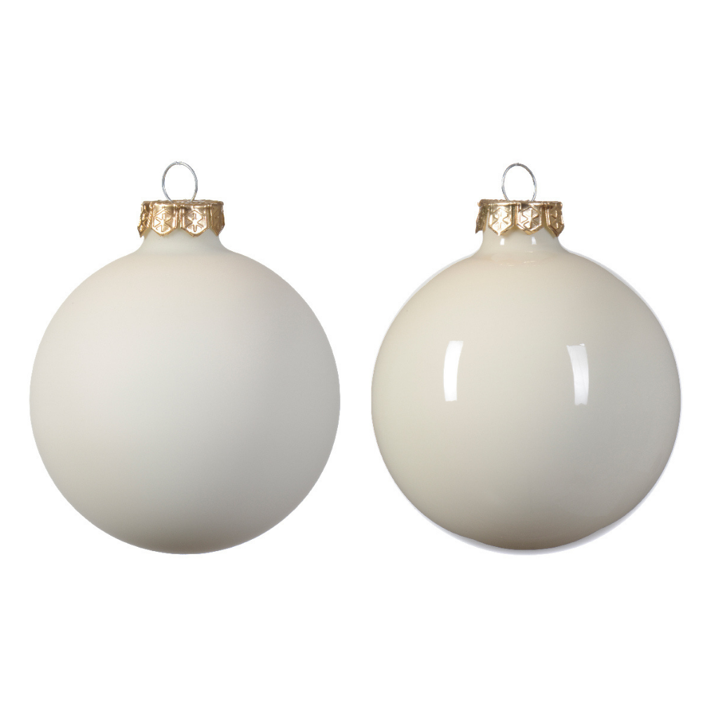 Decoris Kerstballen glas wolwit 6 stuks Ø 8 cm