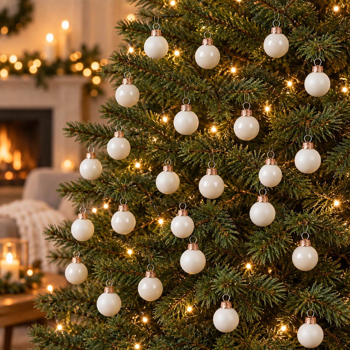 Decoris Kerstbal Glas Wit 24 stuks 2.5 cm