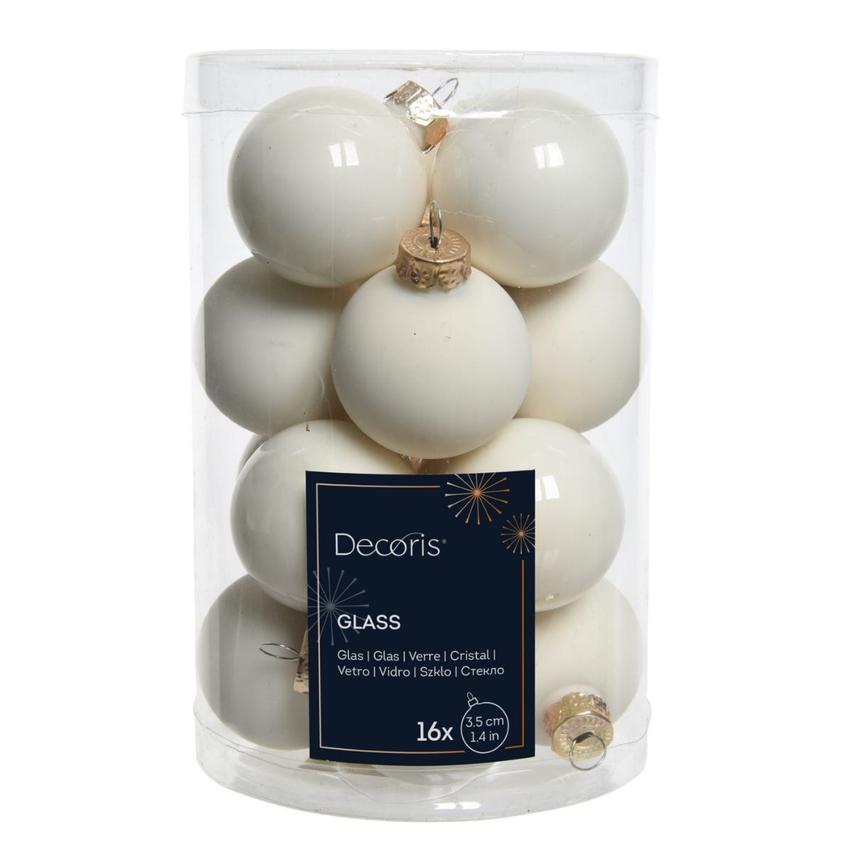 Decoris Kerstballen Glas Wit Ø 3.5 cm 16 Stuks