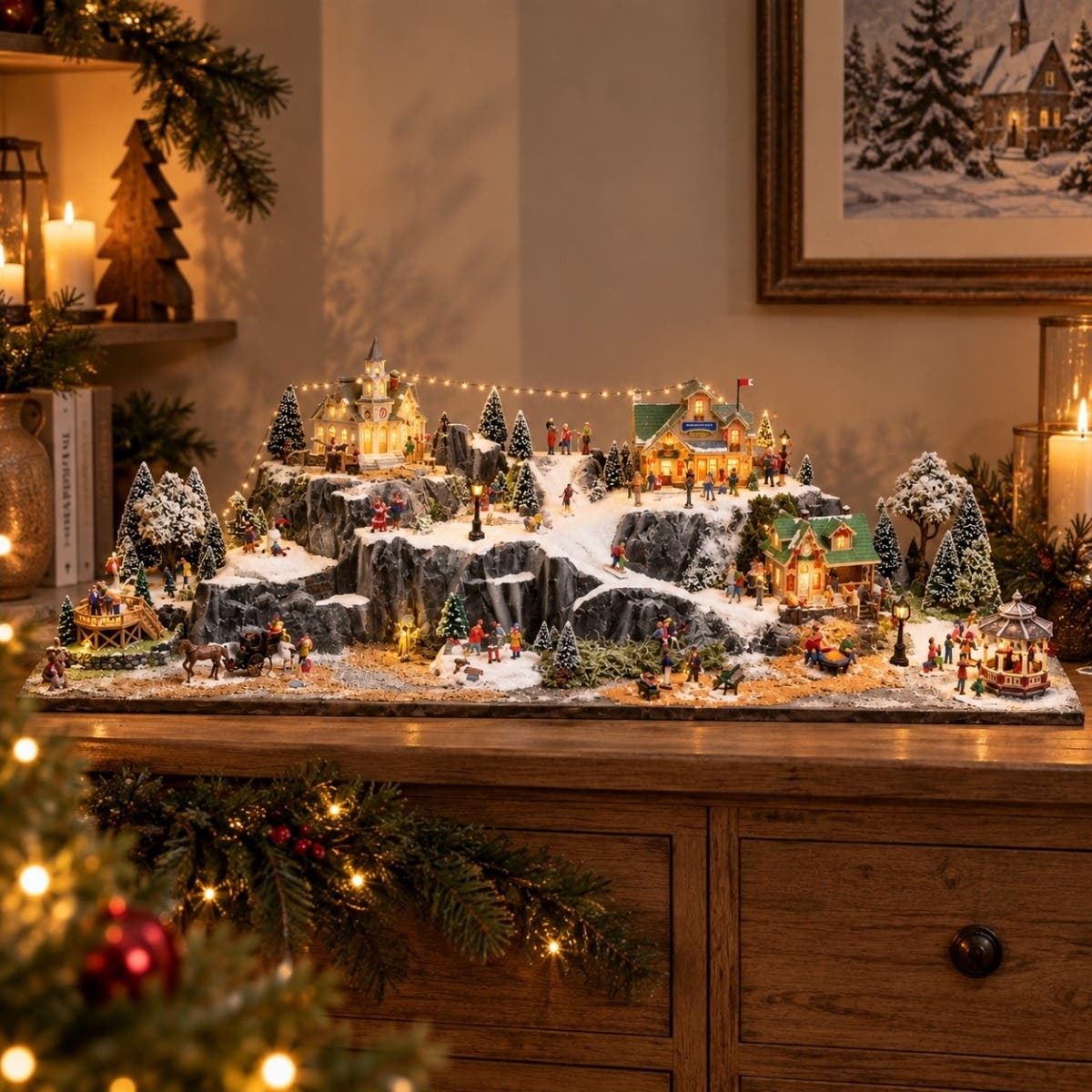 My Village Landschap Basis Kerstdorp Bergdorp 120 x 40 x 30 cm