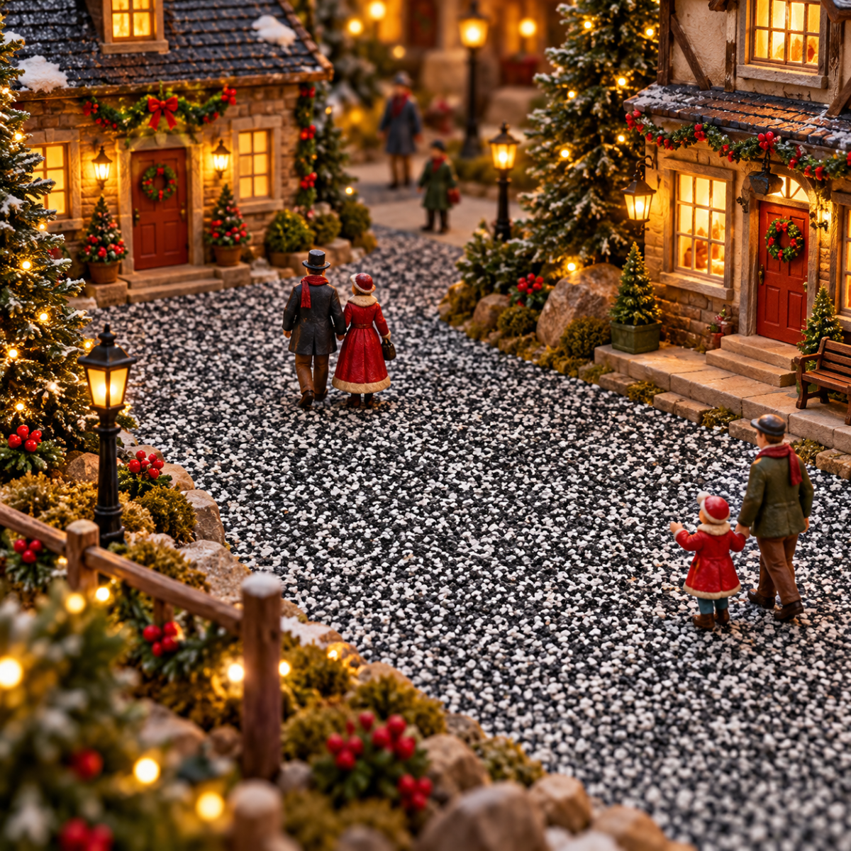 My Village Kerstdorpondergrond Grindfolie Zwart/Wit 33 x 14.5 x 0.6 cm