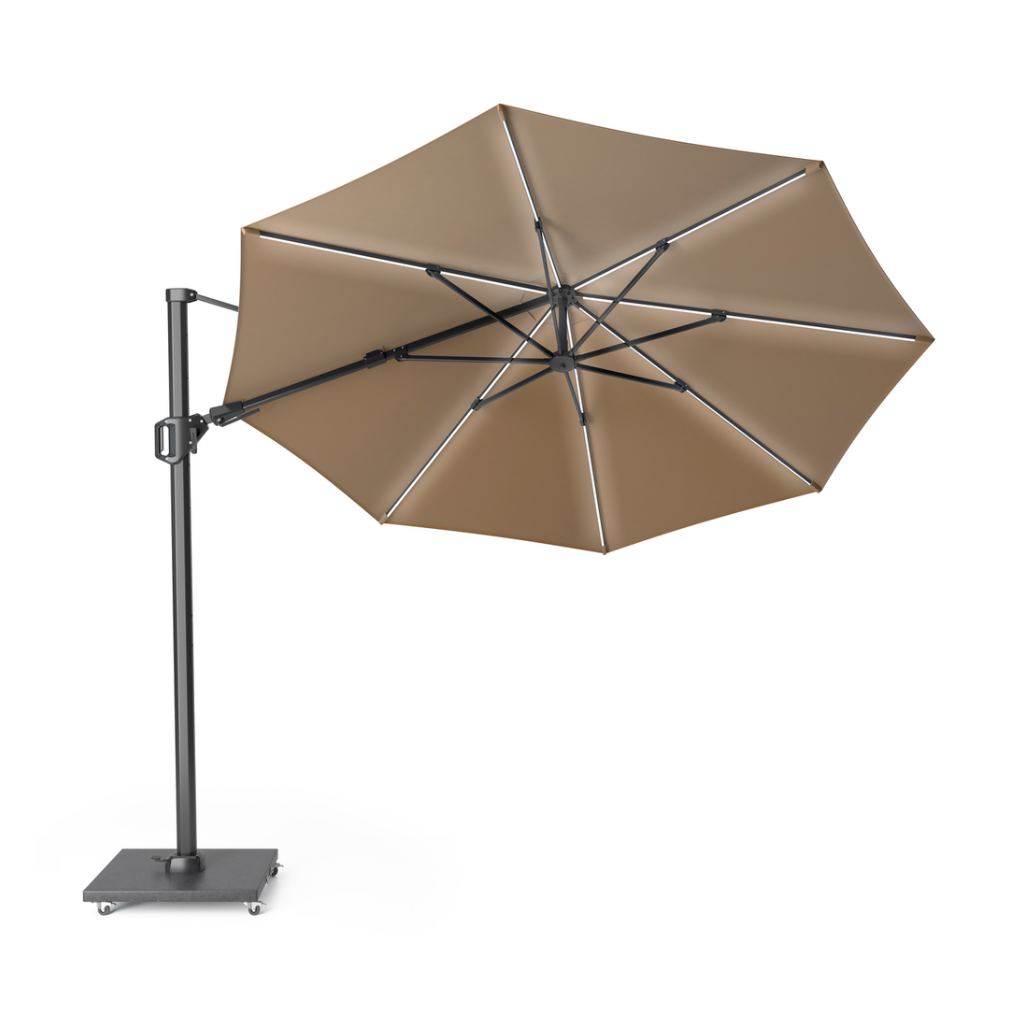 Platinum Zweefparasol Challenger T² Glow Taupe Rond Ø 350 cm