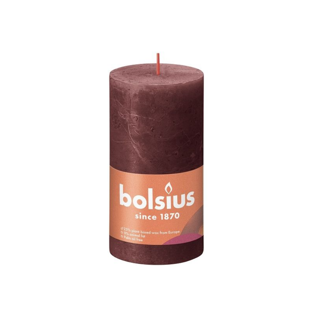Bolsius Rustiek stompkaars Velvet Red 130/68