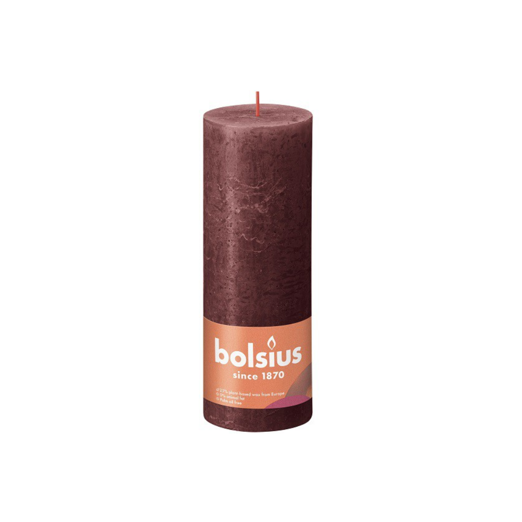 Bolsius Rustiek stompkaars Velvet Red 190/68