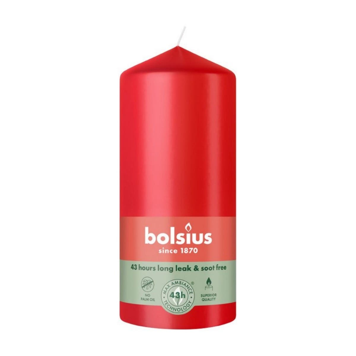 Bolsius Stompkaars Delicaat Rood 6.8 x 13 cm