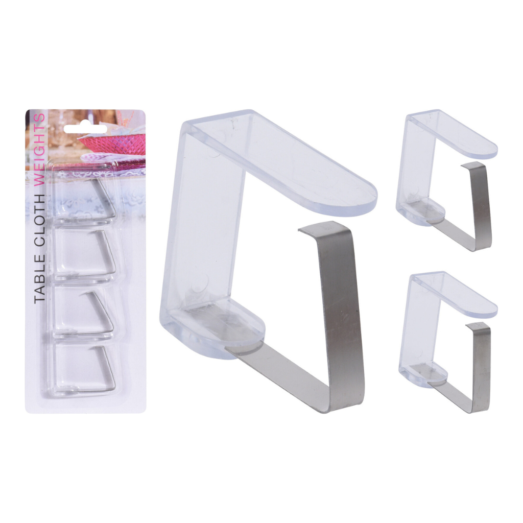 Homestyle Tafekleed klemmen transparant 4 stuks