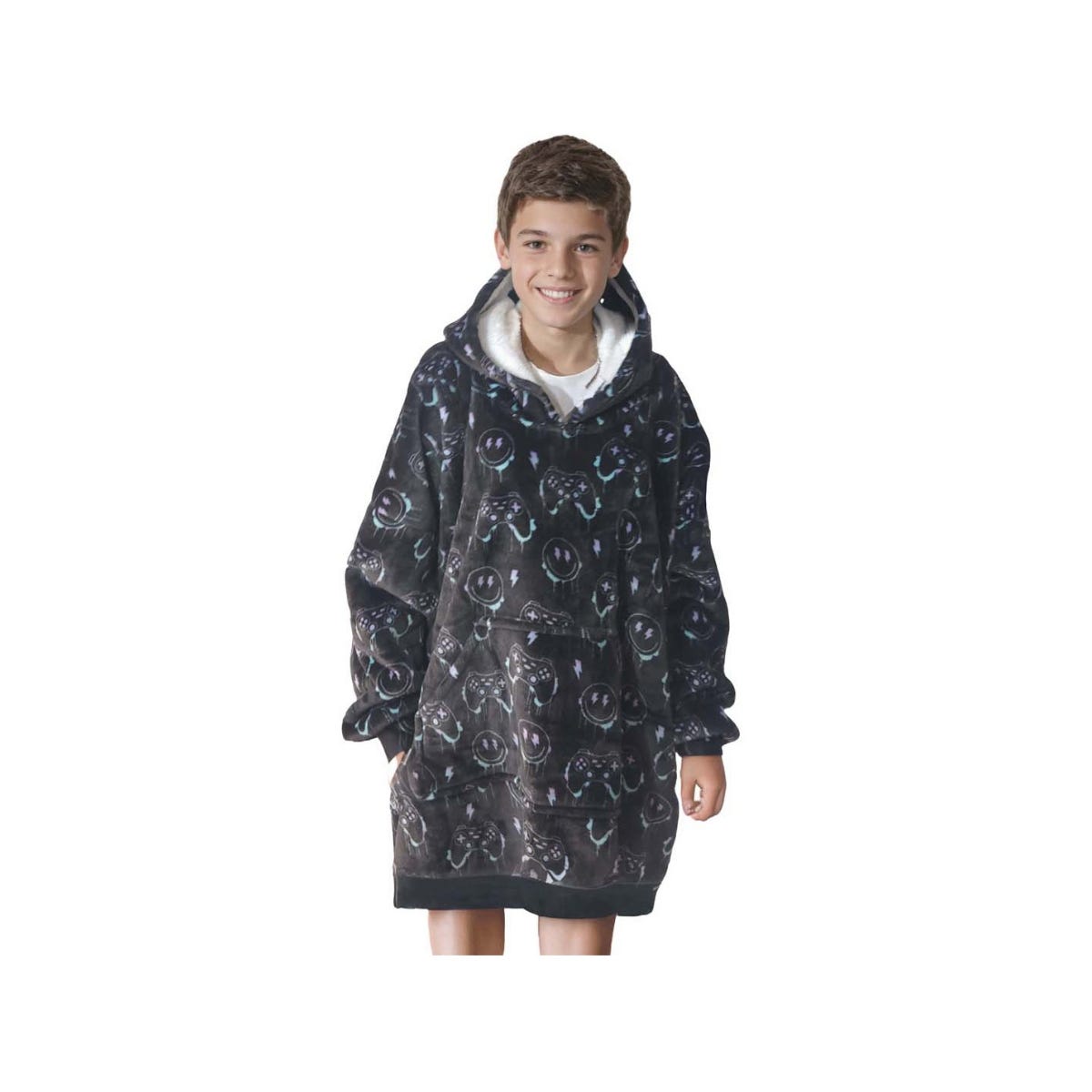 Noxxiez Hoodiedeken Game Print Medium (grote kinderen tot 160 cm)