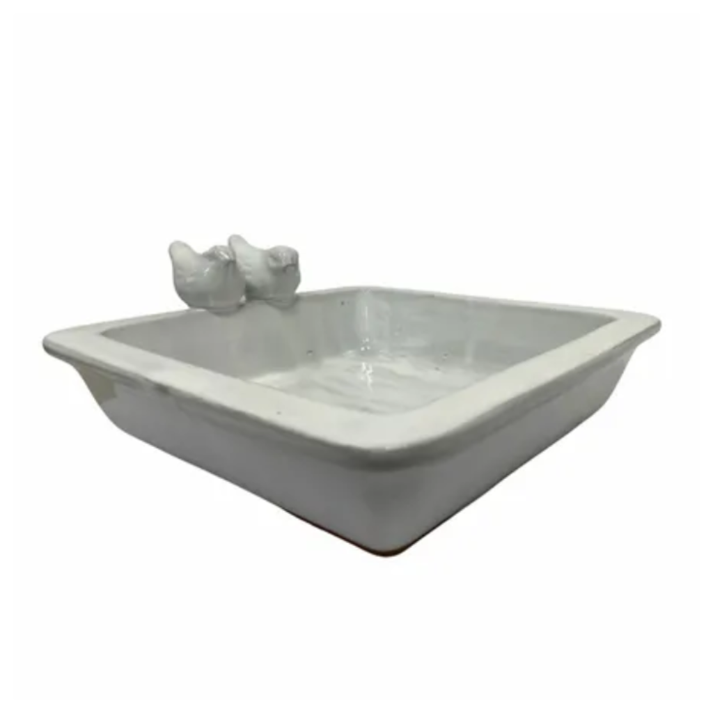 Vogelbad vierkant Momo wit