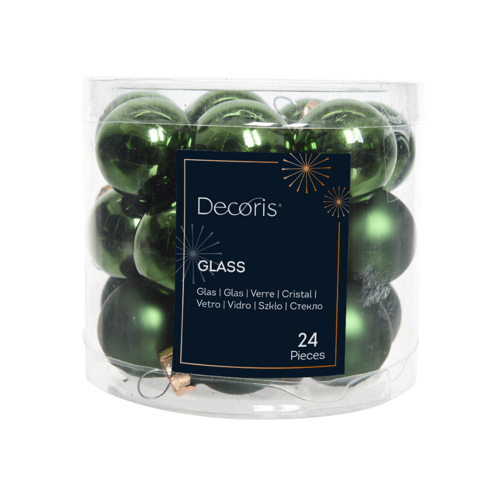Decoris Kerstballen glas dennengroen 24 stuks Ø2.5 cm