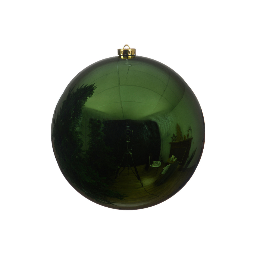 Decoris Kerstbal kunststof groen glanzend 14 Ø cm