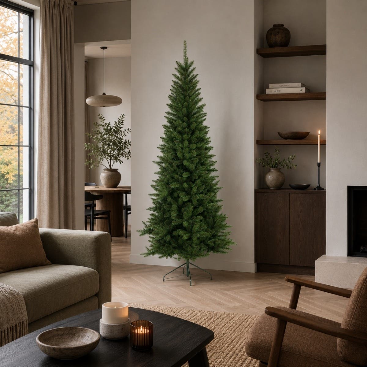 Everlands Kunstkerstboom Lodge Slim Groen 210 x 106 cm