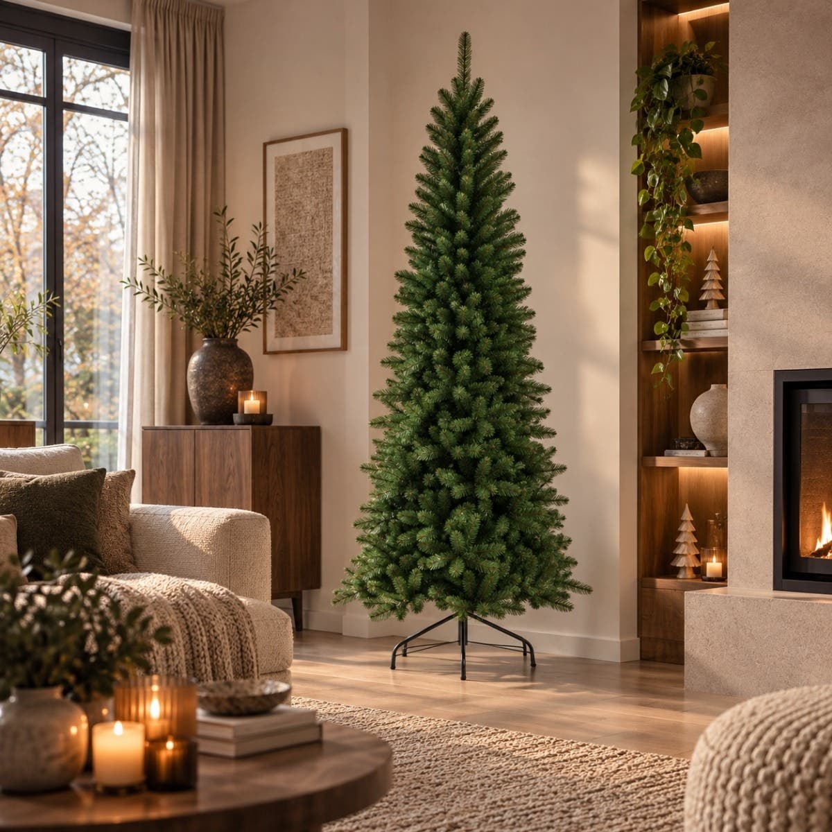 Everlands Kunstkerstboom Lodge Slim Groen 240 x 116 cm