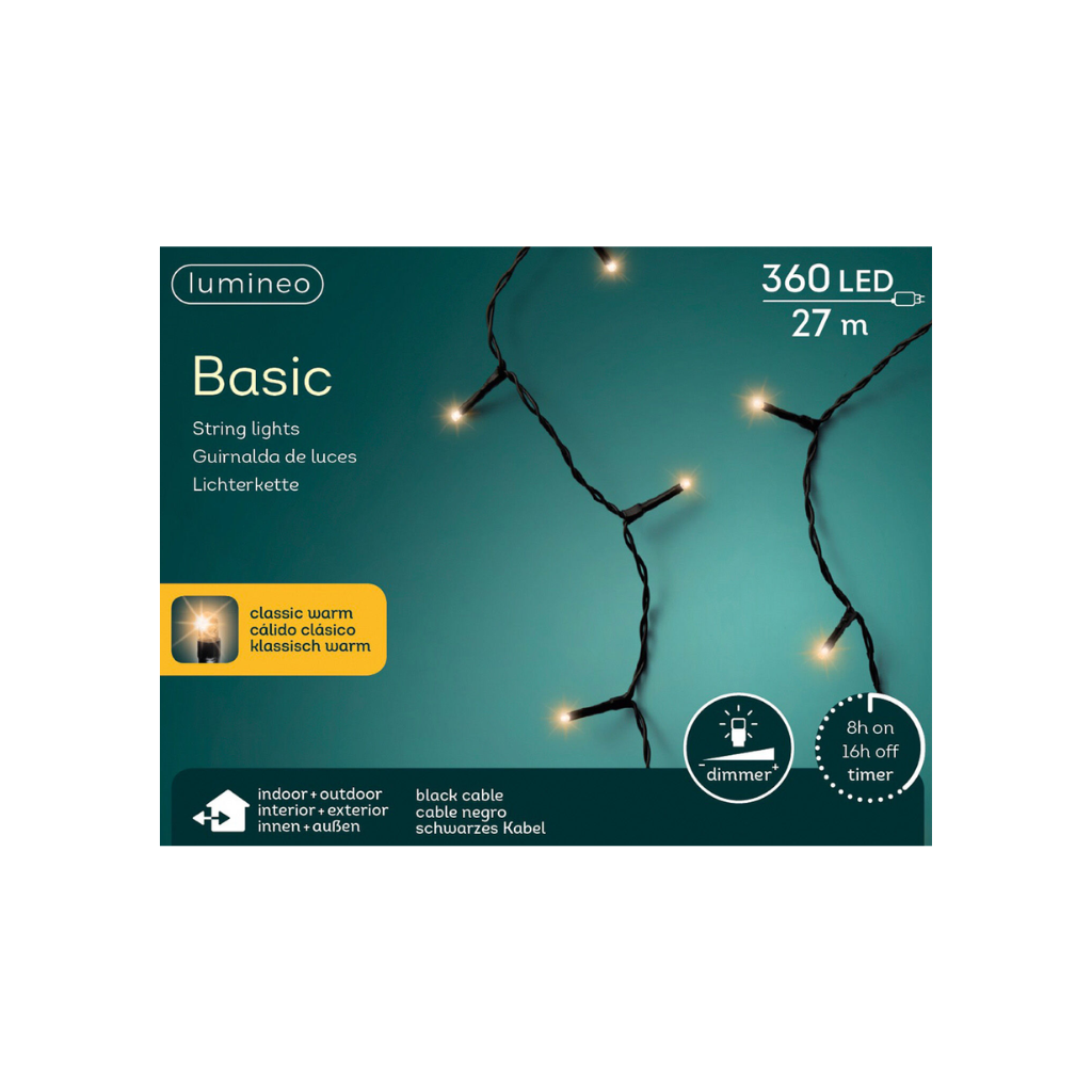 Lumineo LED basic lights zwart 2700 cm klassiek warm wit 360 lichtjes